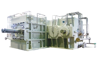 Gear unit for plastic machinery, granulators, twin-screw extruders